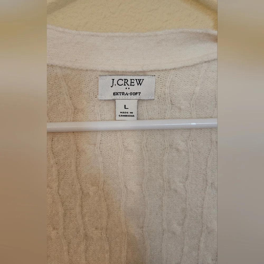 J Crew Cable knit cardigan sweater Size L